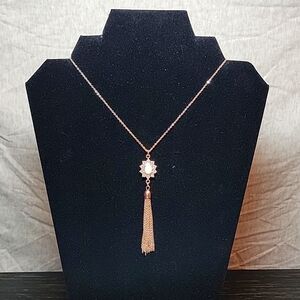 Lauren Conrad Extra Long Rose Gold Floral Tassel Necklace